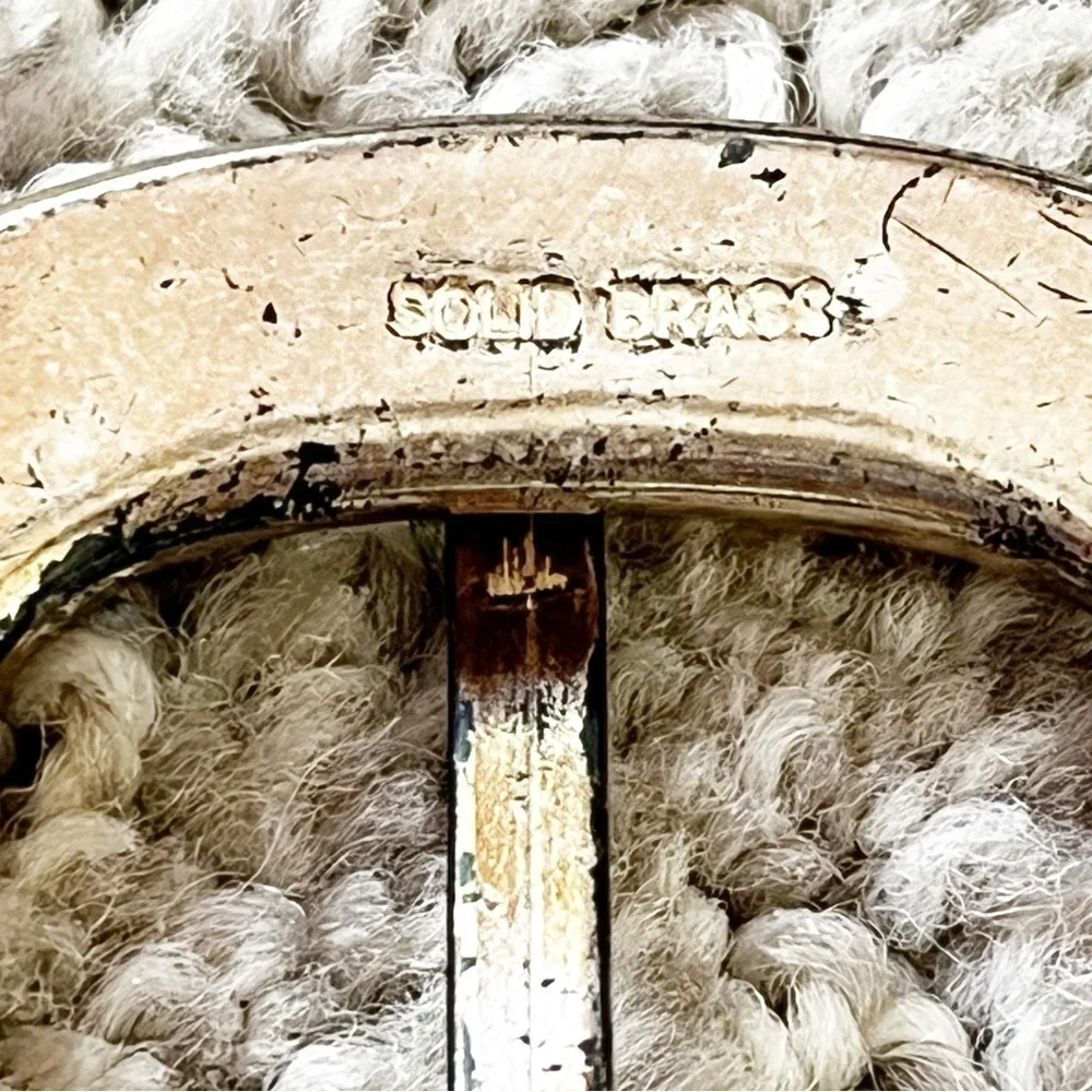 County Seat Womens Ivory Woven Belt Sz L Braided Leather Western Classic Brass